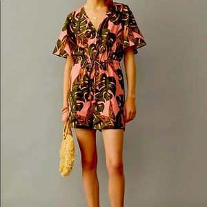 NWOT Anthropologie Pink Romper Farm Rio size M